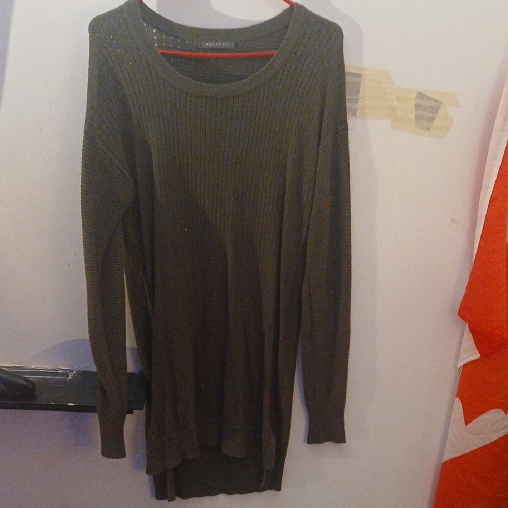 Suzy Shier Green Crew Neck Sweater Lightweight Knit M Tall